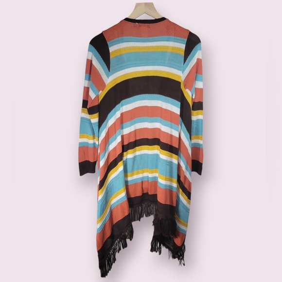 Scully Stripped Fringe Open Cardigan Womens Size Small RARE Vintage Boho - Picture 2 of 3